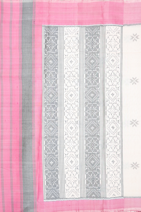 Patola Silk Saree In Off White With Allover Buttas