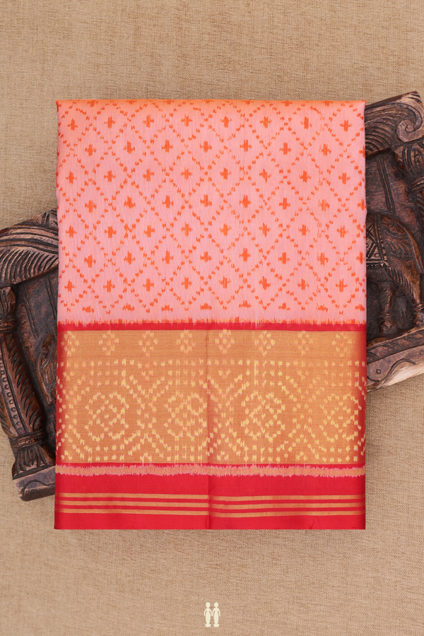 Patola Silk Saree In Orange With Diamond Design