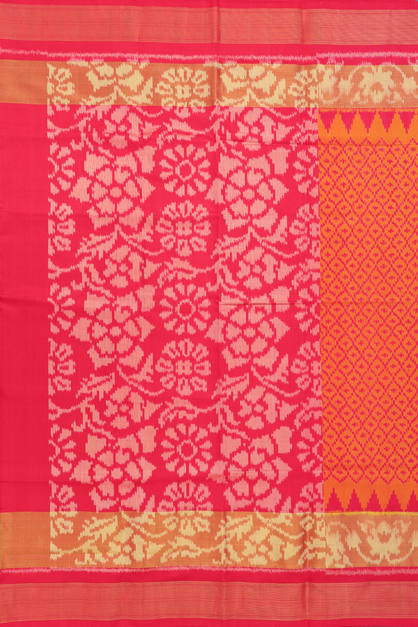 Patola Silk Saree In Orange With Diamond Design