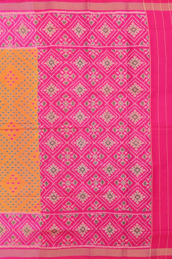 Patola Silk Saree In Orange With Diamond Design