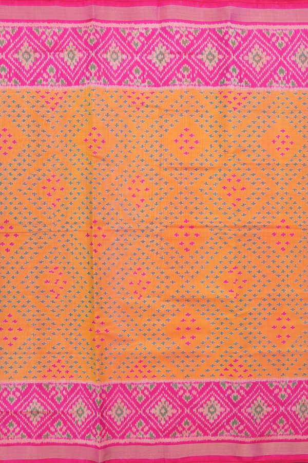 Patola Silk Saree In Orange With Diamond Design