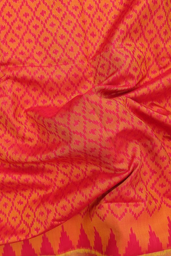 Patola Silk Saree In Orange With Diamond Design