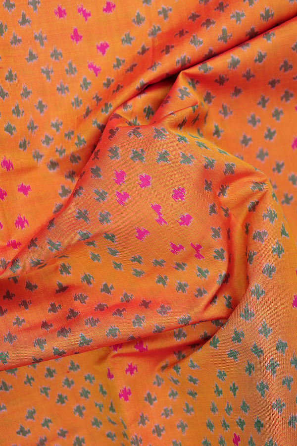 Patola Silk Saree In Orange With Diamond Design