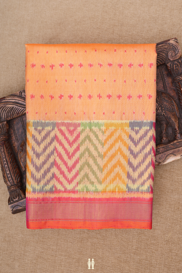 Patola Silk Saree In Orange With Printed Buttas