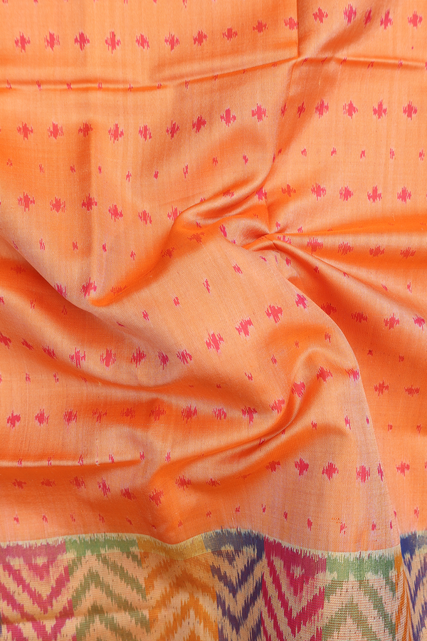 Patola Silk Saree In Orange With Printed Buttas