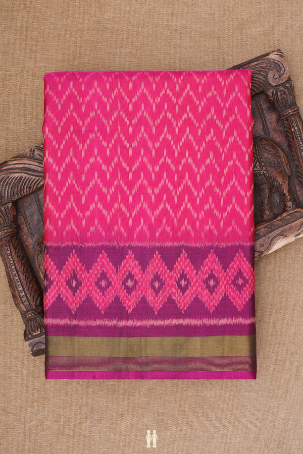 Patola Silk Saree In Pink With Chevron Design