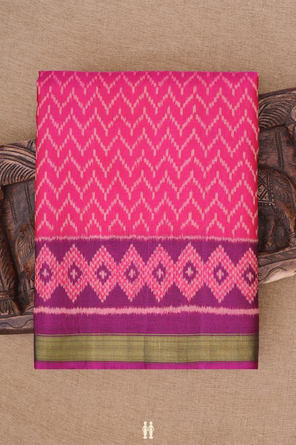 Patola Silk Saree In Pink With Chevron Design
