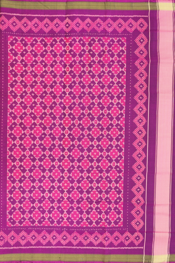 Patola Silk Saree In Pink With Chevron Design