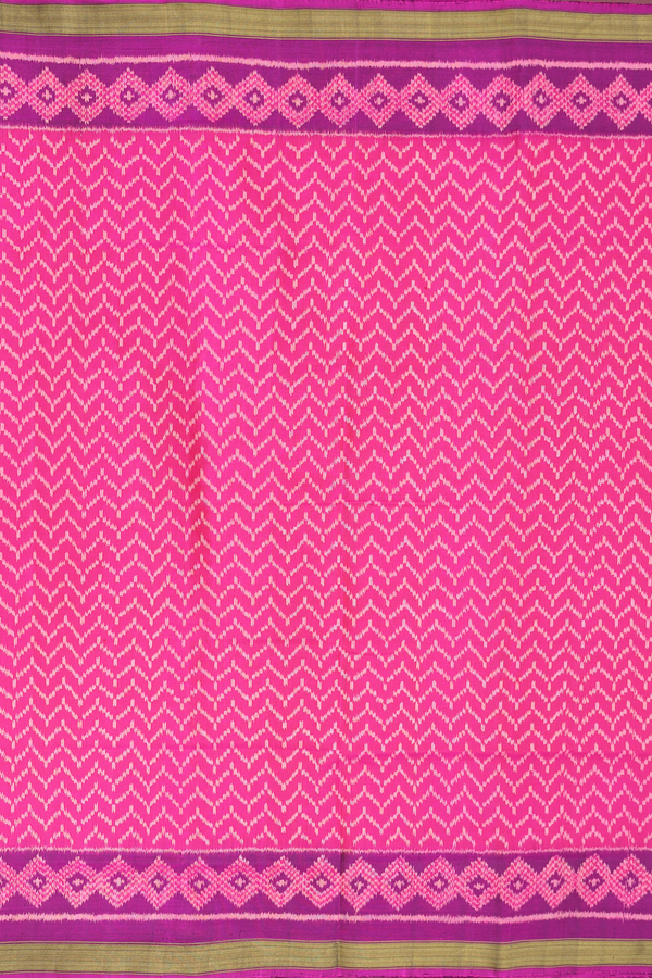 Patola Silk Saree In Pink With Chevron Design