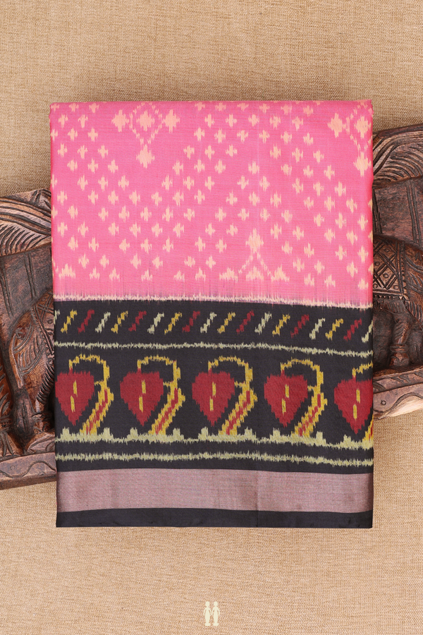 Patola Silk Saree In Pink With Diamond Design