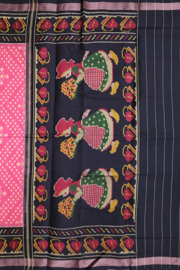 Patola Silk Saree In Pink With Diamond Design