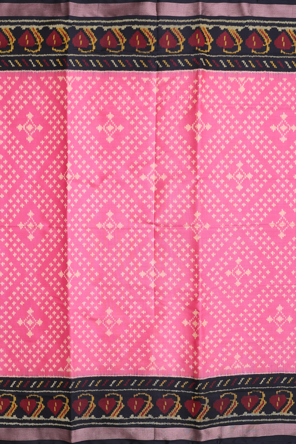 Patola Silk Saree In Pink With Diamond Design