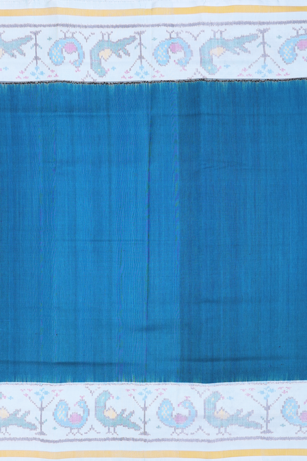 Patola Silk Saree In Plain Capri Blue With Contrast Border