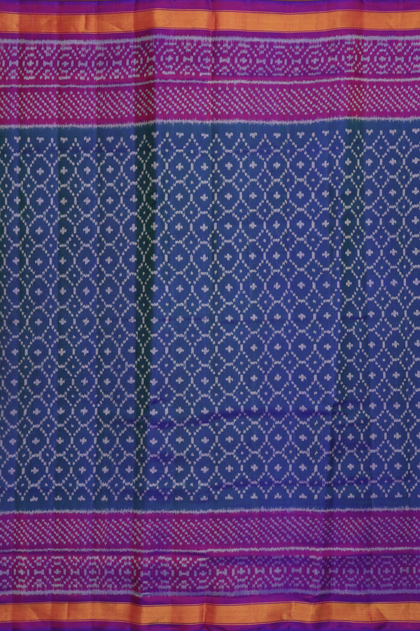 Patola Silk Saree In Prussian Blue With Allover Design