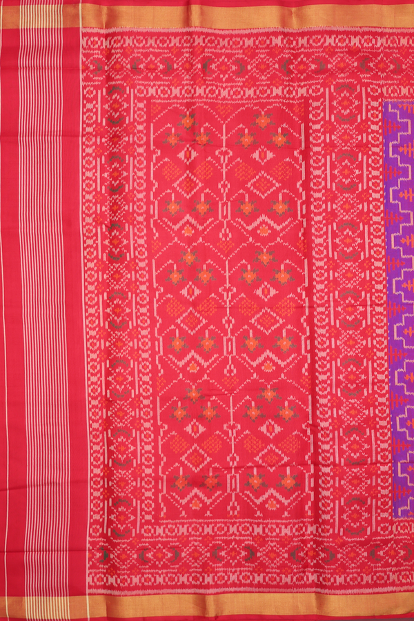 Patola Silk Saree In Purple With Allover Design