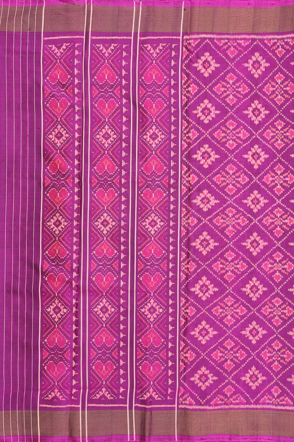 Patola Silk Saree In Purple With Diamond Design