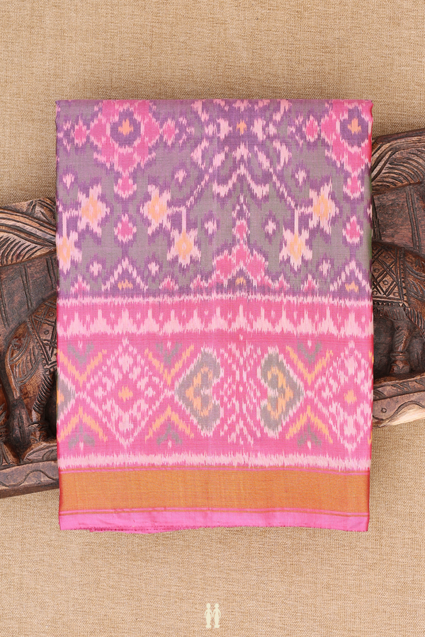 Patola Silk Saree In Purple With Ikat Design