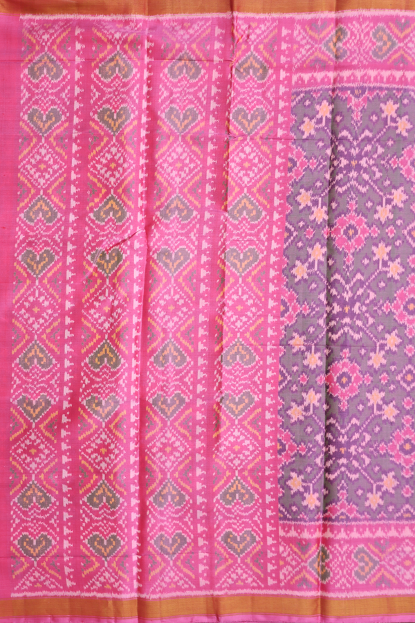 Patola Silk Saree In Purple With Ikat Design
