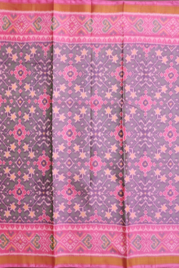 Patola Silk Saree In Purple With Ikat Design