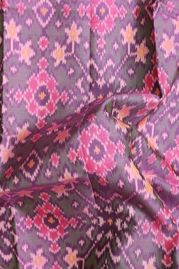 Patola Silk Saree In Purple With Ikat Design