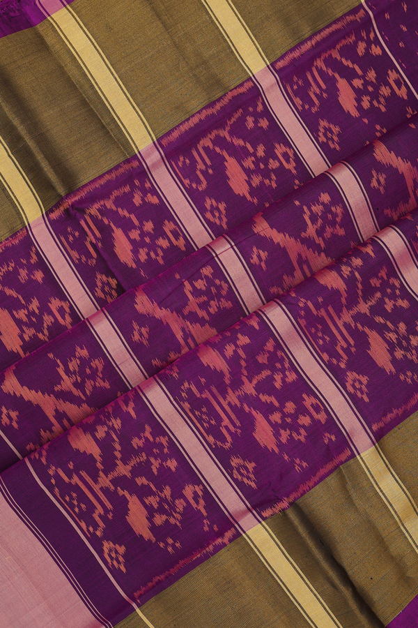 Patola Silk Saree In Purple With Peacock And Elephant Design