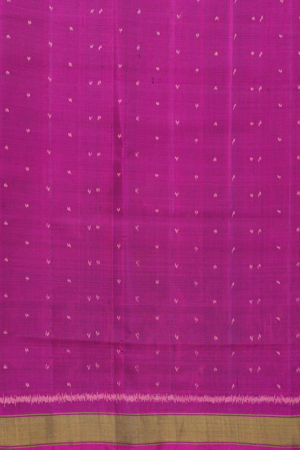 Patola Silk Saree In Rani Pink With Leaf Buttas