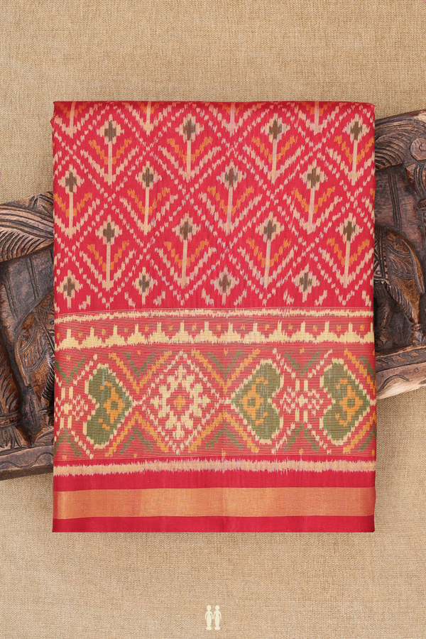 Patola Silk Saree In Red With Allover Design