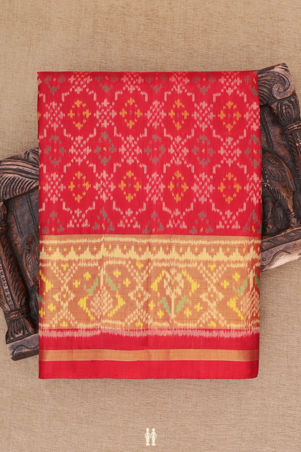 Patola Silk Saree In Red With Allover Design