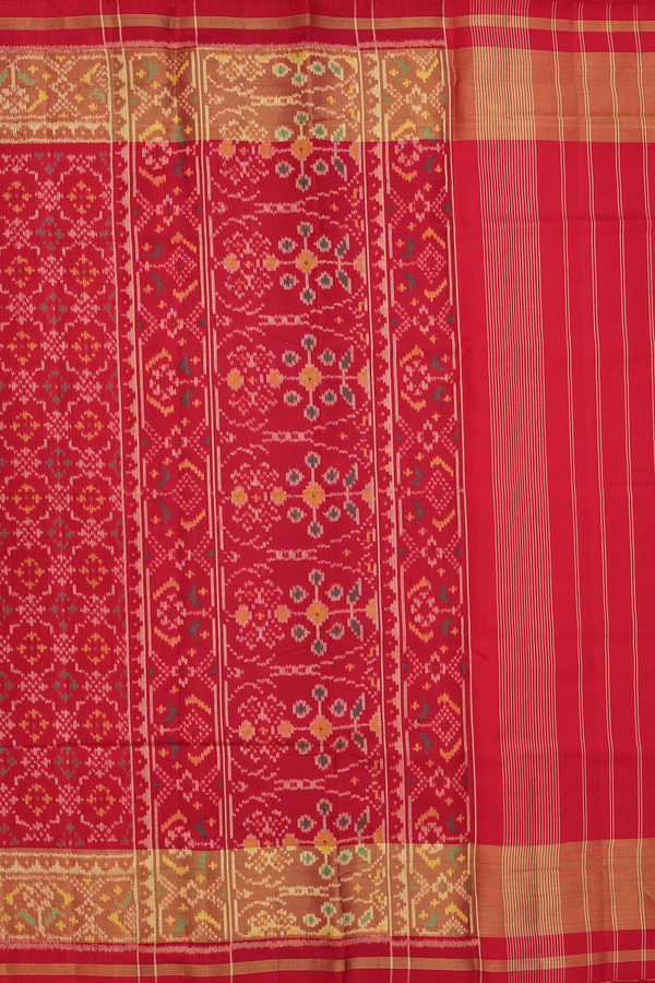 Patola Silk Saree In Red With Allover Design