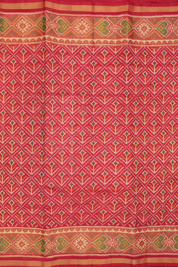 Patola Silk Saree In Red With Allover Design