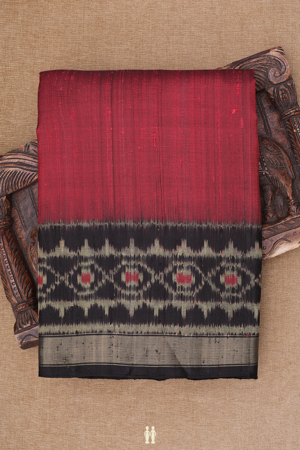 Patola Silk Saree In Red With Contrast Border