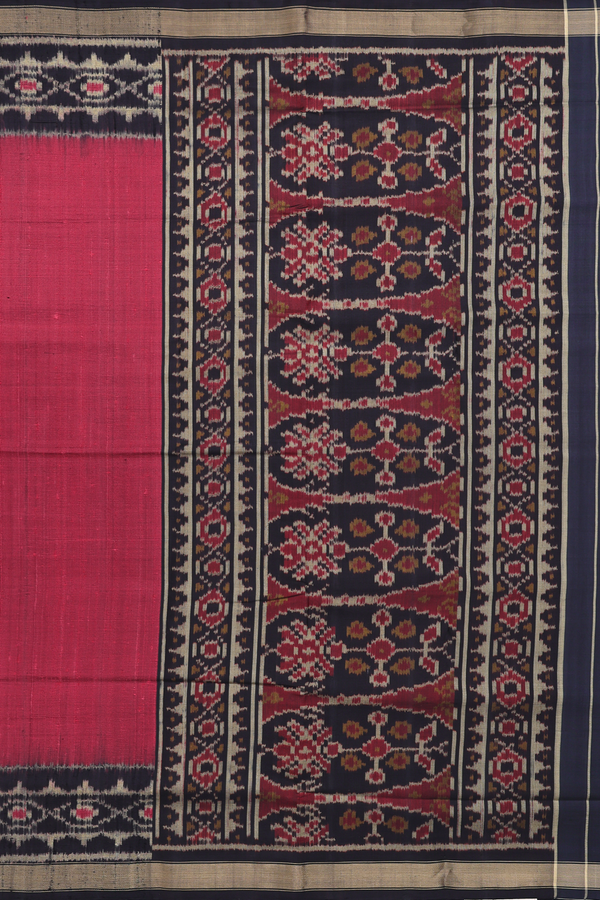 Patola Silk Saree In Red With Contrast Border