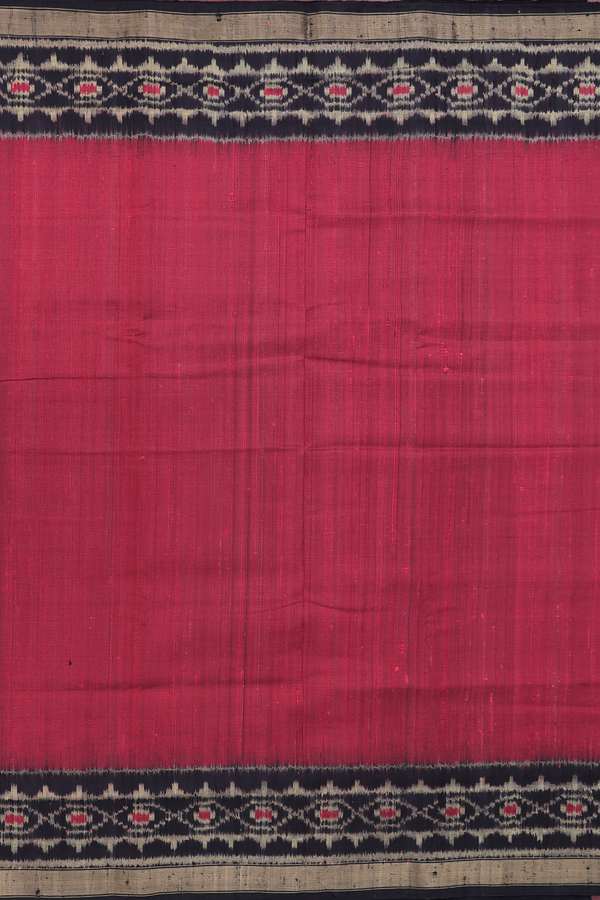 Patola Silk Saree In Red With Contrast Border