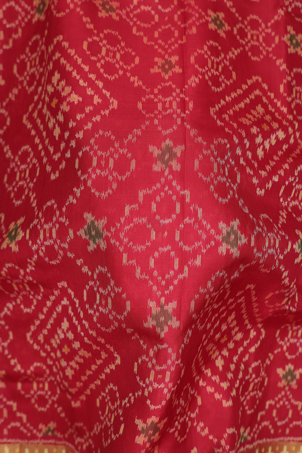 Patola Silk Saree In Ruby Red With Diamond Design