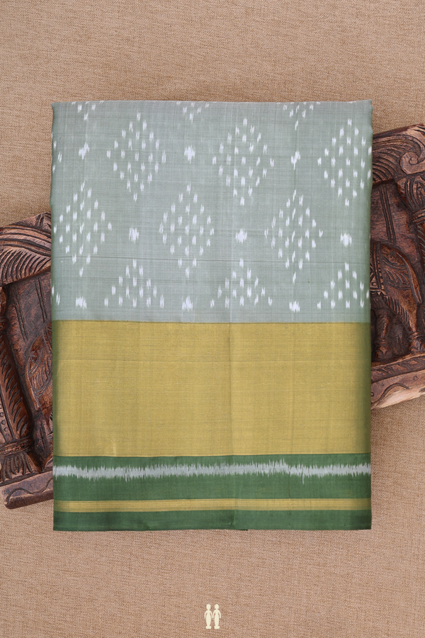 Patola Silk Saree In Sage Green With Printed Design