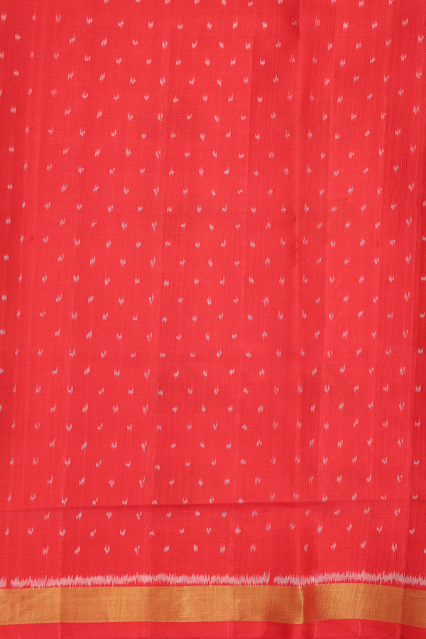 Patola Silk Saree In Scarlet Red With Ikat Design