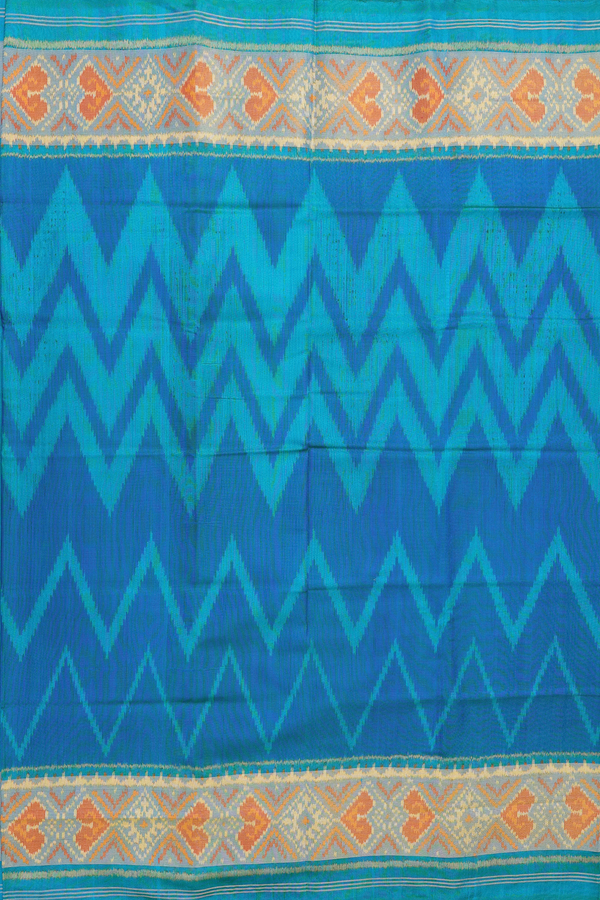 Patola Silk Saree In Shades Of Blue With Chevron Design