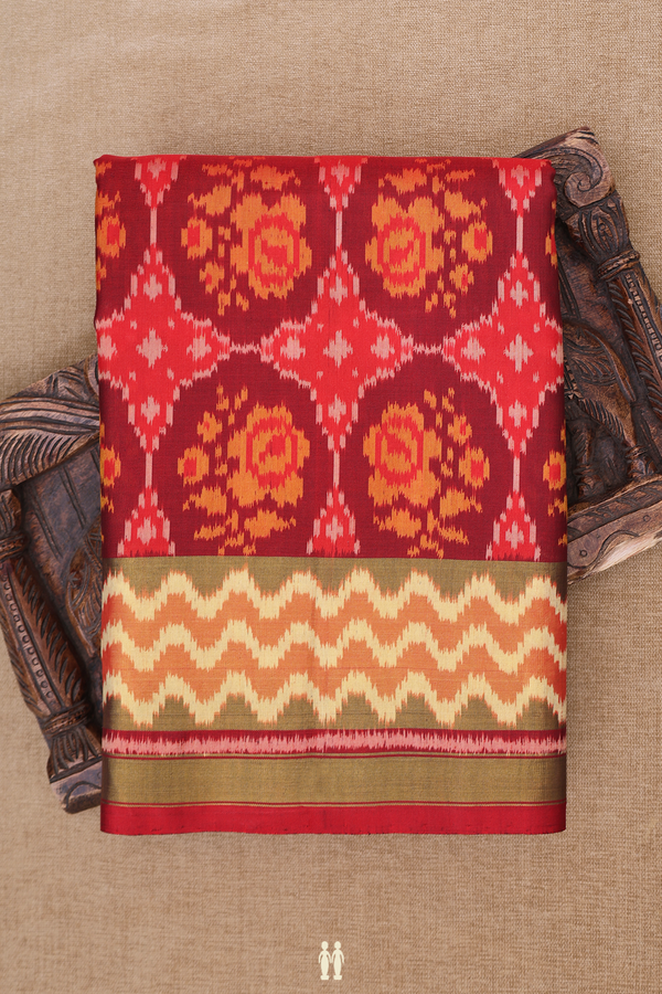 Patola Silk Saree In Shades Of Red With Printed Design