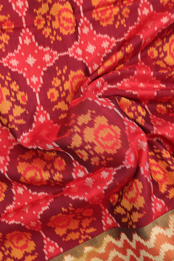 Patola Silk Saree In Shades Of Red With Printed Design