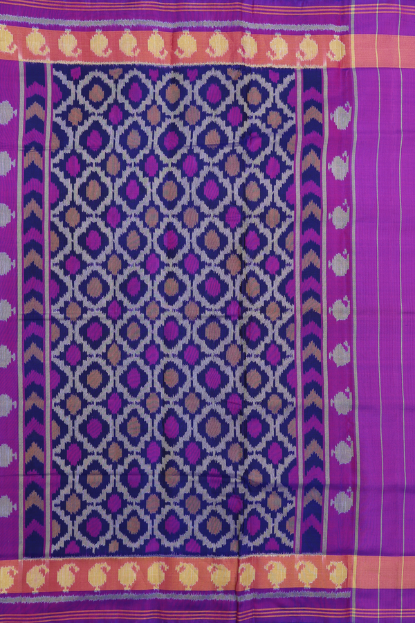 Patola Silk Saree In Blue With Allover Design