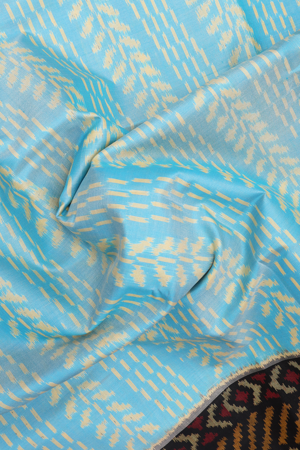 Patola Silk Saree In Sky Blue With Leaf Design