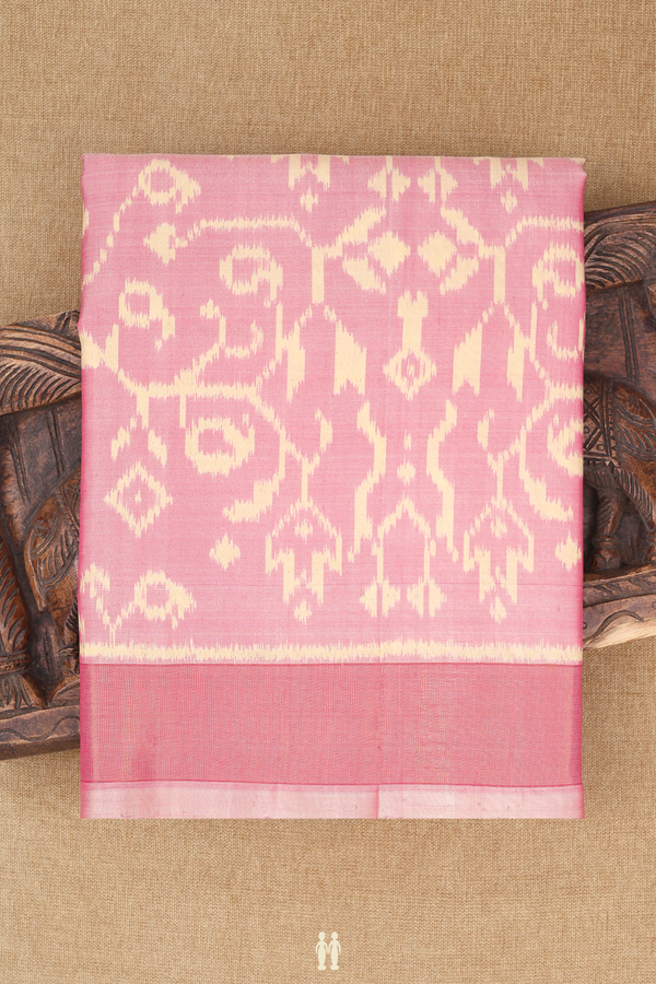Patola Silk Saree In White And Pink With Half And Half Design
