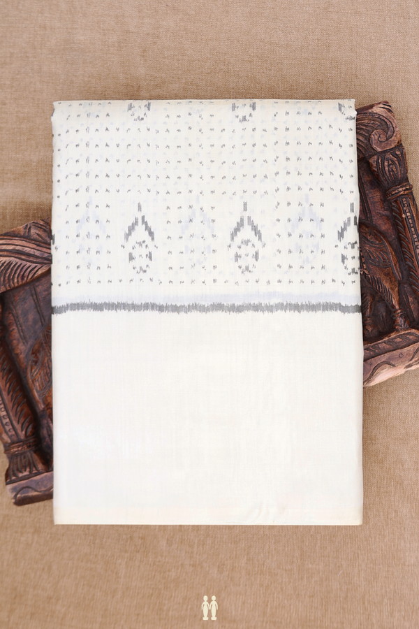 Patola Silk Saree In White With Printed Design