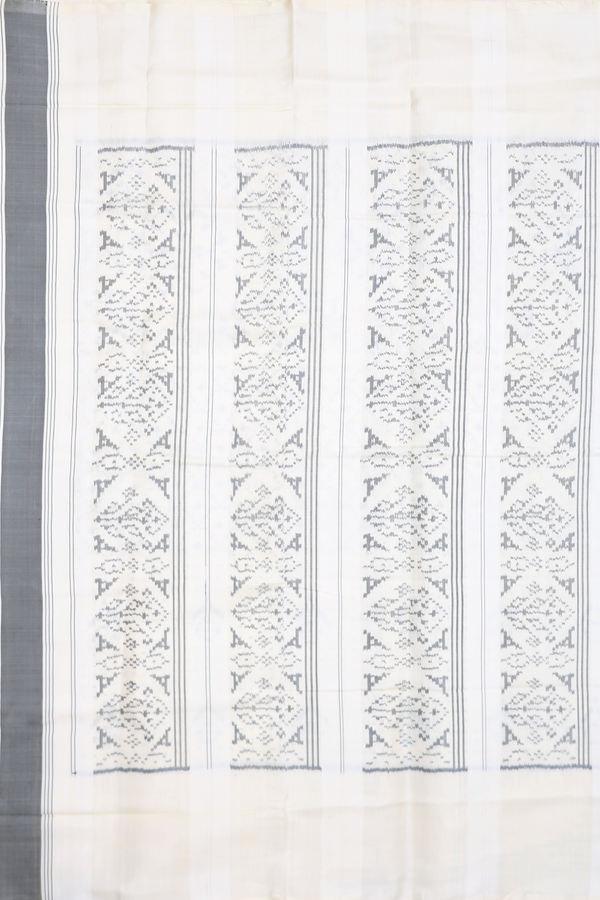 Patola Silk Saree In White With Printed Design