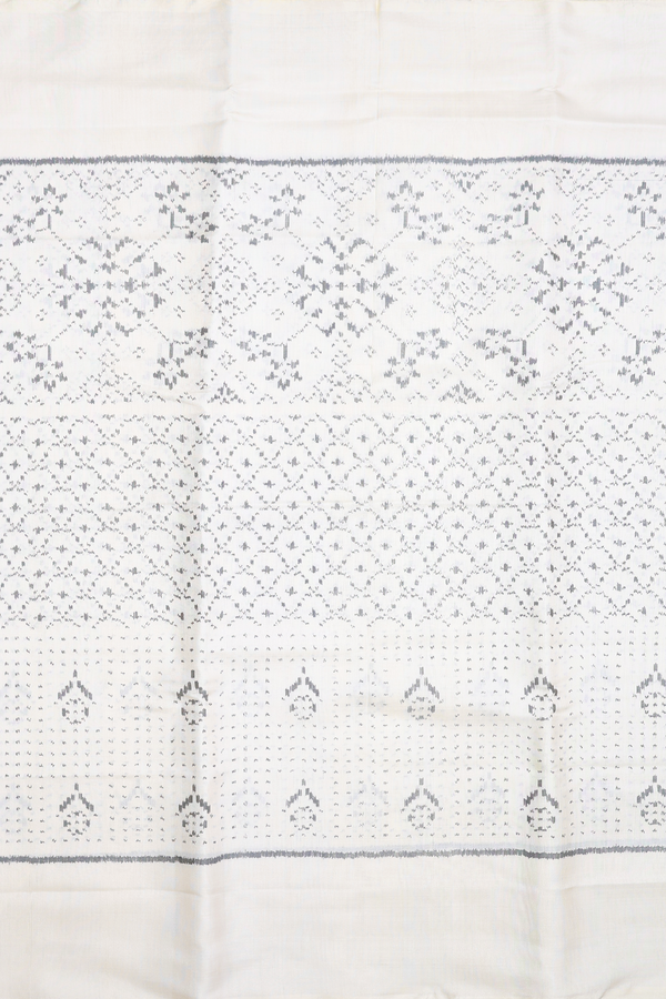 Patola Silk Saree In White With Printed Design