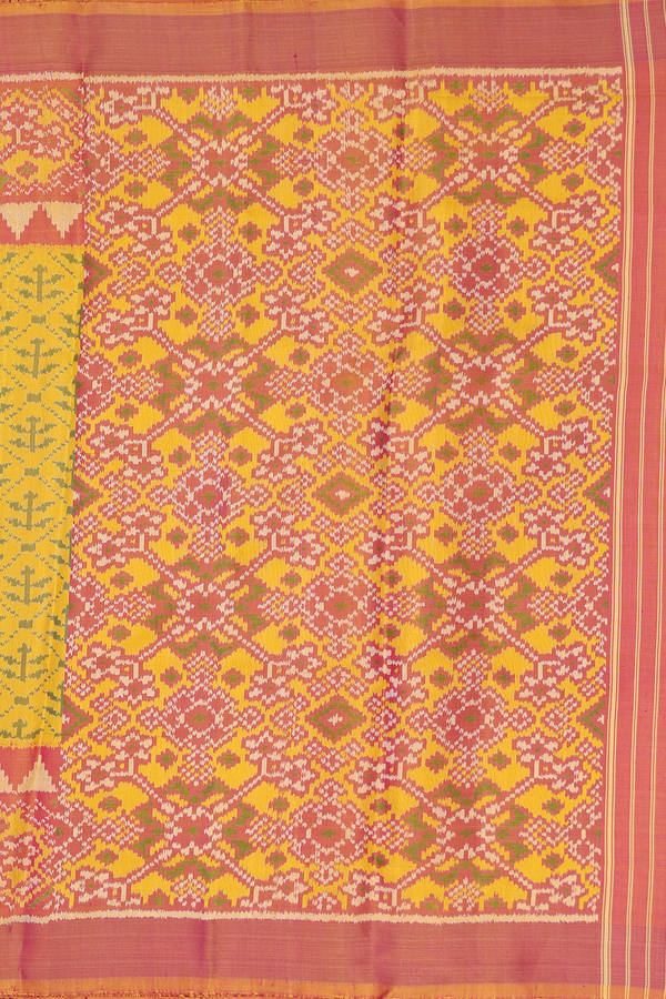 Patola Silk Saree In Yellow With Diamond Design
