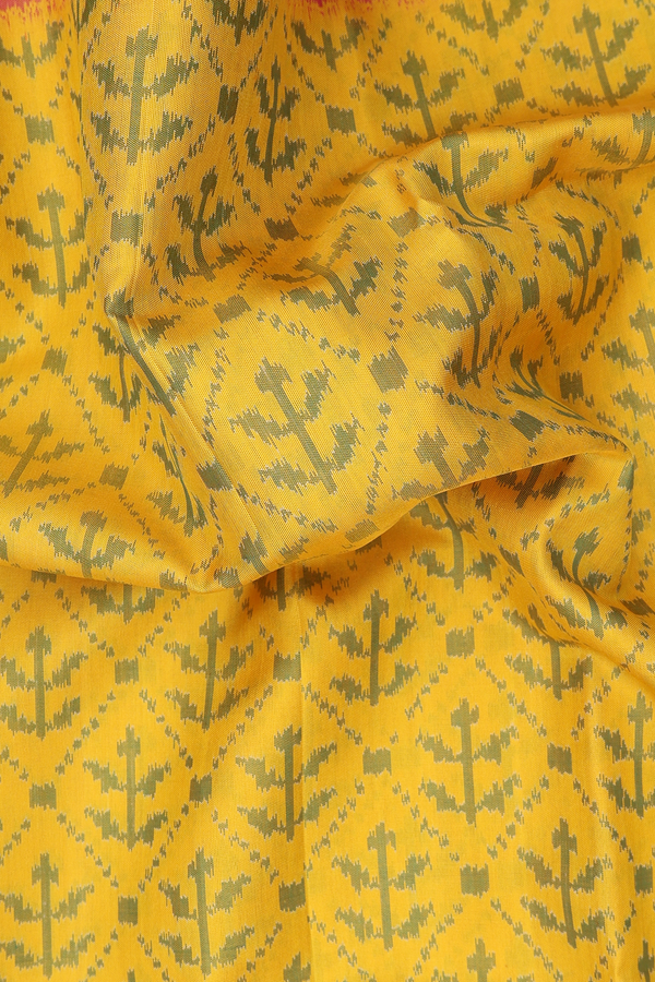 Patola Silk Saree In Yellow With Diamond Design