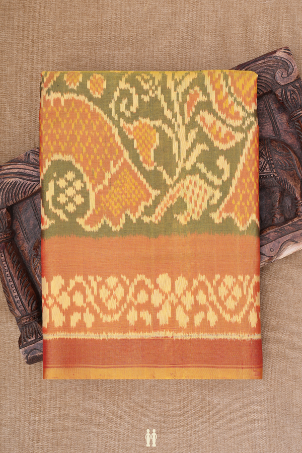 Patola Silk Saree In Yellow With Printed Design