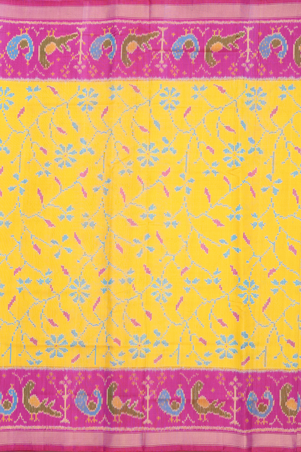 Patola Silk Saree In Yellow With Printed Design