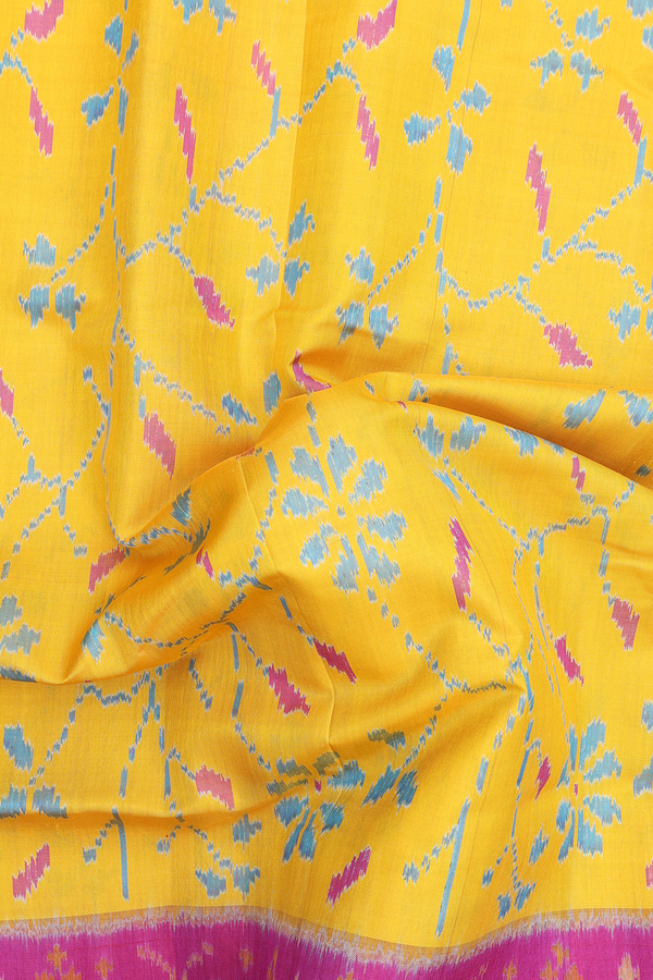 Patola Silk Saree In Yellow With Printed Design